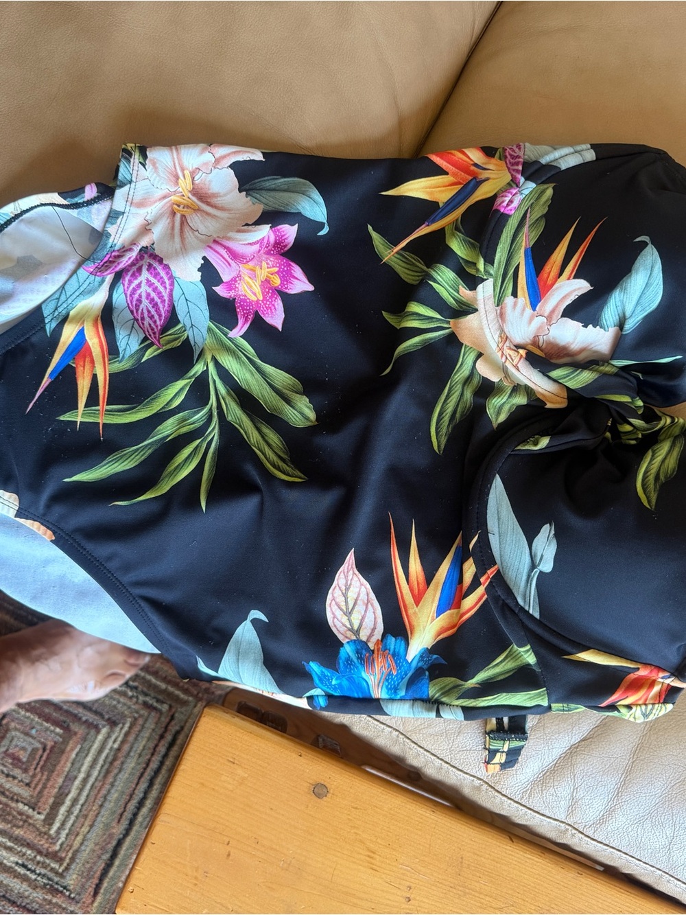 Floral Black Tropical Print Women’s swimsuit